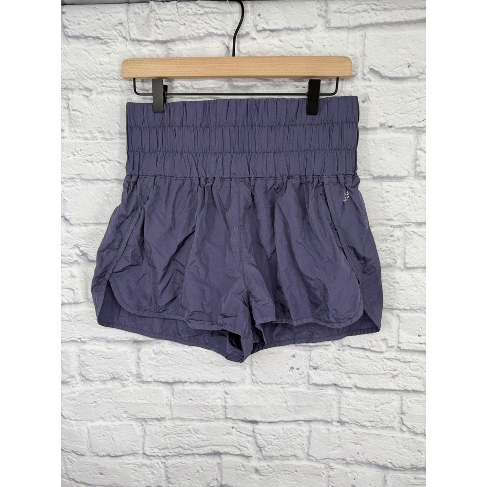Free‎ People Movement Shorts Purple Gray Smocked High Waist Athletic Women's  L